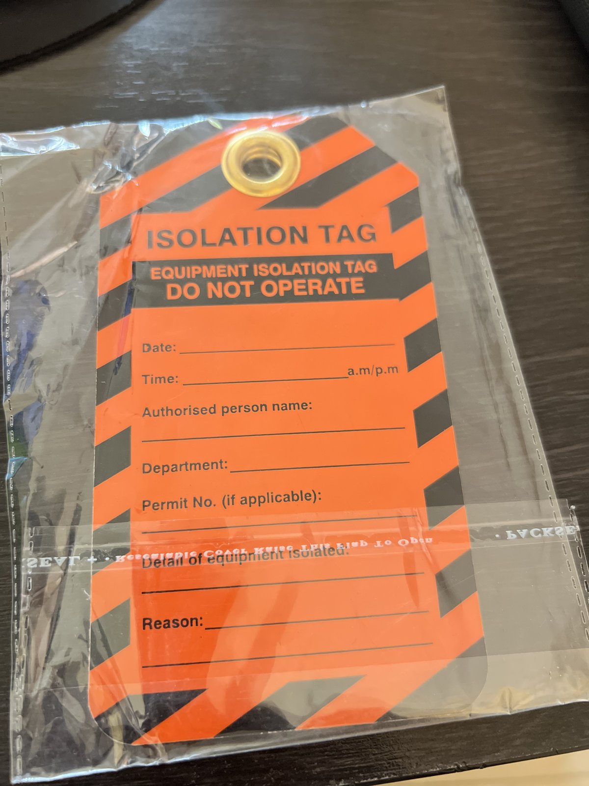 Safety lockout tagout tag — photo 1